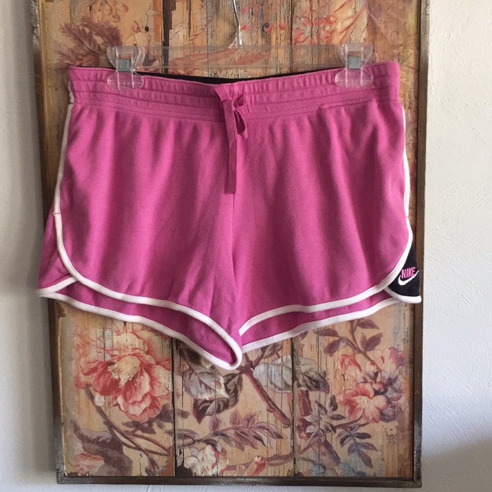 NIKE SHORTS 💯% COTTON STRETCH WORKOUT RUN GYM SHORTS 70s HEM RETRO M - Picture 4 of 8